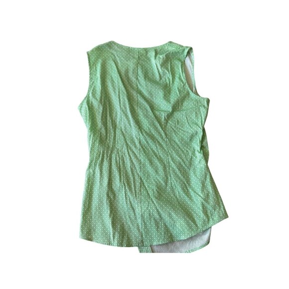 New York & Company Green Polka Dot Wrap Sleeveless Stretch Top S - Picture 2 of 6